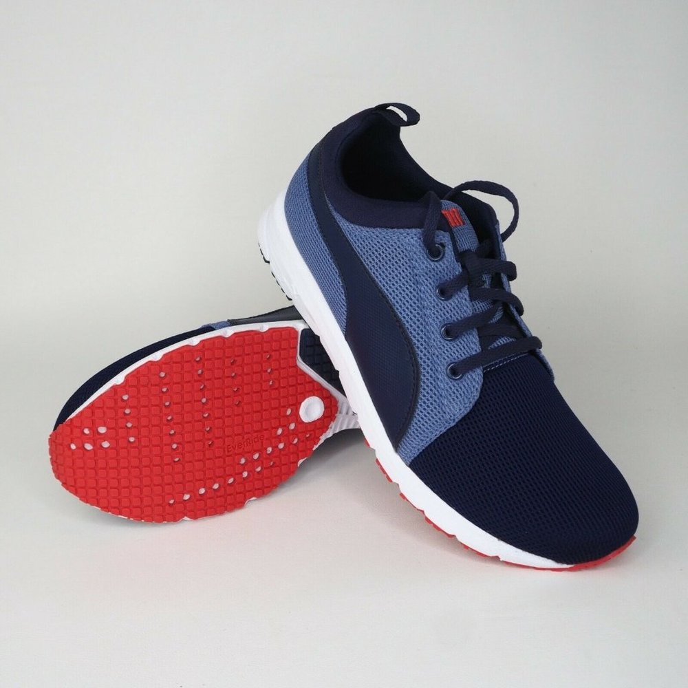 Puma Carson Runner Wcamo Boys Shoes Blue Leather Sneakers Size 6.5